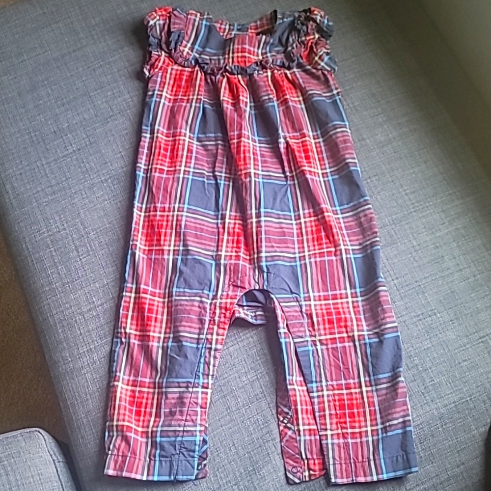 Sz 12-18 Tea Collection Plaid Ruffled Romper